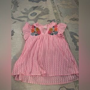 Pink Floral Embroidery Top